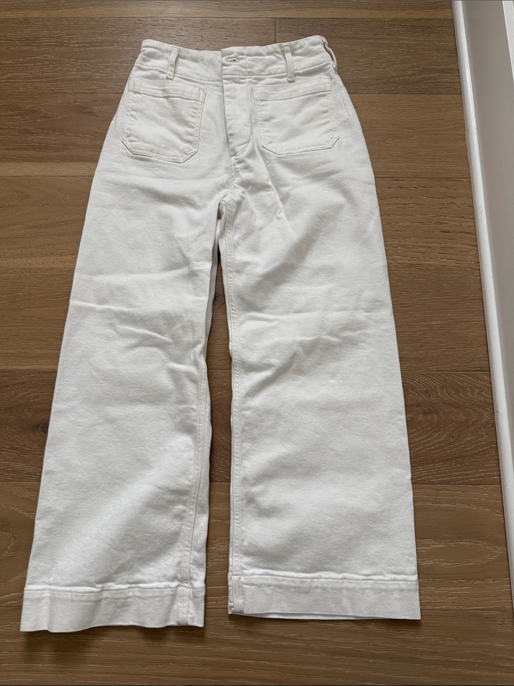 Maeve White/Cream High-Rise Wide Leg Cropped Pants